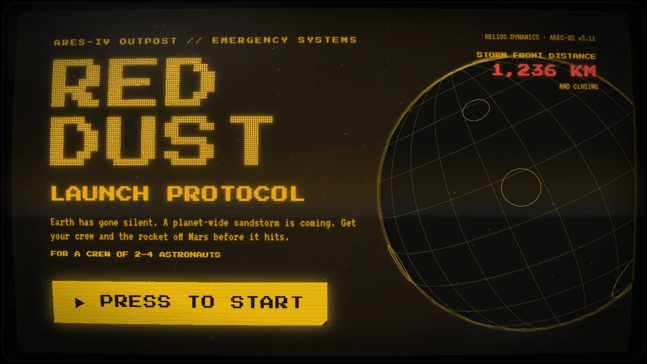 RED DUST title screen: press to start