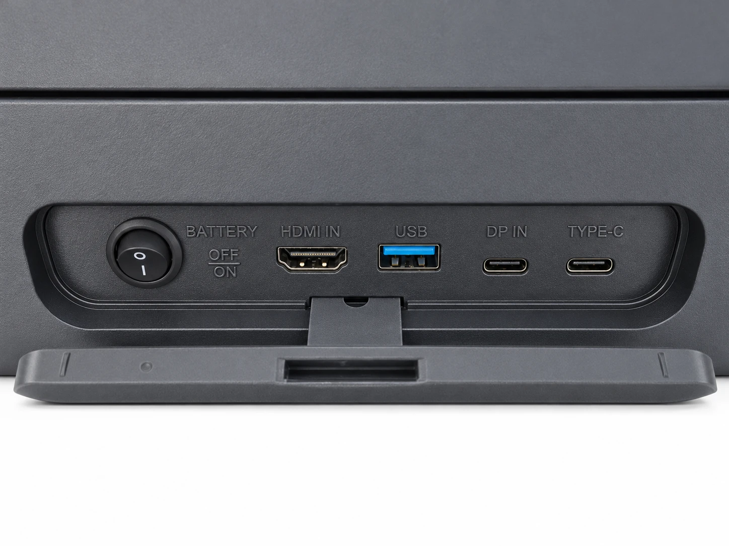 The AX-Core input panel: battery switch, HDMI in, USB, DP in and USB-C